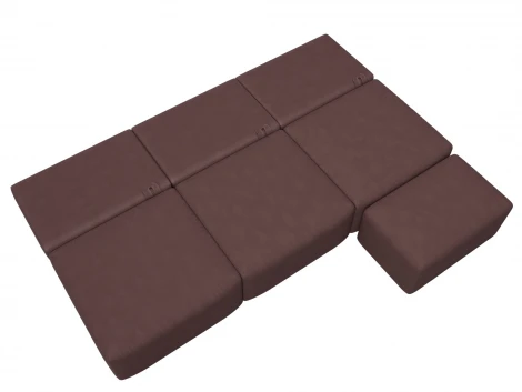 Диван прямой модульный с пуфом Лига-060 НПБ Лонг (ЛДСП,Брус,Фанера/Пластик/Замша/Бордовый) Лига Диванов 129484