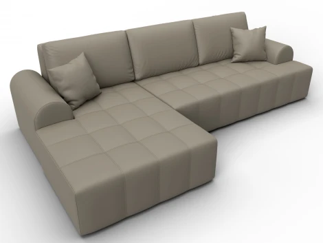 Диван угловой Лига-080 угол левый (ДСП/Пластик/Экокожа/Бежевый) Лига Диванов 134751L