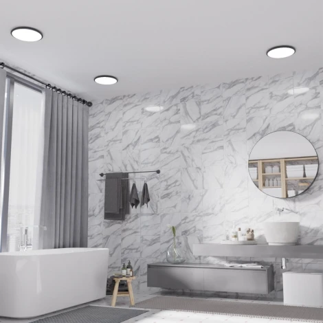 Светильник накладной влагозащищ. диммир. с датчиком движения (пульт ДУ в комплекте) Novotech Mask 359212 черный IP43 LED 48W 170-265V 4320Лм 3000-6000