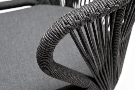 Обеденная группа на 6 персон со стульями Милан, каркас темно-серый, роуп темно-серый 4SIS Венето VEN-CMIL6T1-7-SET D-gray