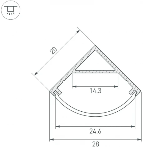 Профиль SL-KANT-H20-2000 ANOD (Arlight, Алюминий) 049015