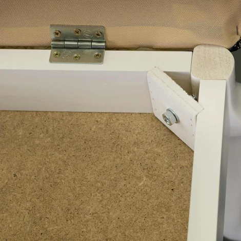 Банкетка Ретро с ящиком белый, ткань полоса коричн. от фабрики Mebelik