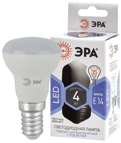 Лампочка светодиодная E14 4W ЭРА LED R39-4W-860-E14