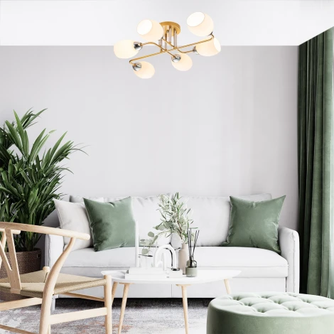 Потолочная люстра на штанге Escada Hope 1132/6P Gold 6x60Вт E27, металл/стекло, золото/серебро