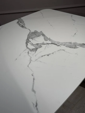 Стол обеденный IST-CASA Соар-2 F-1690,160х90х76 см, бело-серая керамика/хром серебро