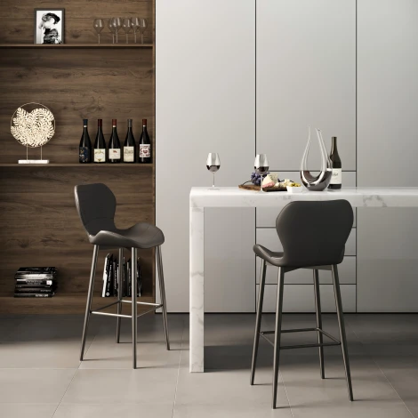 Набор из 2 стульев барных Unity Aurora Hesby Экокожа/Черный арт.HSBI_B009_black_2