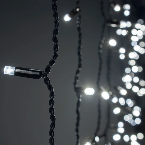 Гирлянда Занавес Облегченный c колпачком 2 x 1 м белый 220В, 200 LED, провод черный каучук 2,3мм, IP65 Laitcom ECO200NOT-1-2W