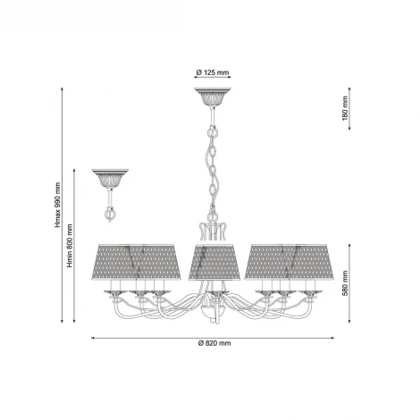 Подвесная люстра Lucia Tucci Bristol 890.8 ivory (220V, на цепи)