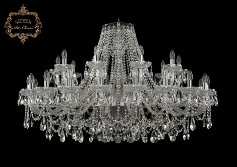 Подвесная большая люстра Art Classic 11.25 11.25.20+10.460.Cr.Sp (220V, хрусталь, на цепи, подсвечник, свеча)