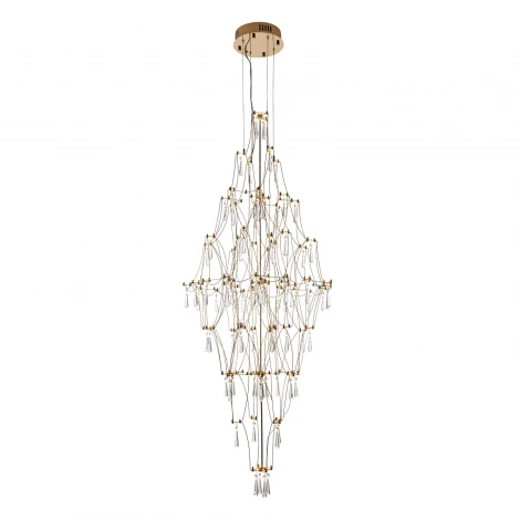Подвесная люстра светодиодная хрустальная с пультом с регулировкой цветовой температуры Modelux ML.7826.600P GD
