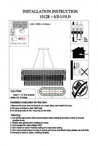 Подвесной светильник каскадный Newport 10120 10128+6/S gold (220V, хрусталь, на тросе)