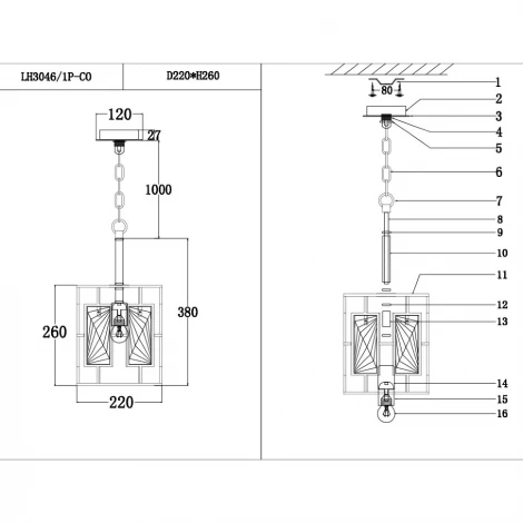 Подвесной светильник Lumien Hall Barumini LH3046/1P-CO