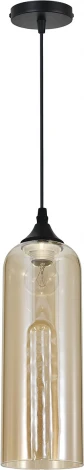 Подвесной светильник Escada Yumbilla 2110/1S Amber 1х40Вт Е27, металл/стекло, черный, янтарный плафон (220V, на проводе, круглые)