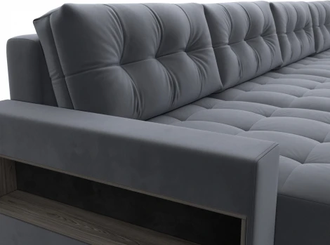 Диван п-образный с полками Лига-053 НПБ Лонг Лига Диванов (Велюр) арт.128984