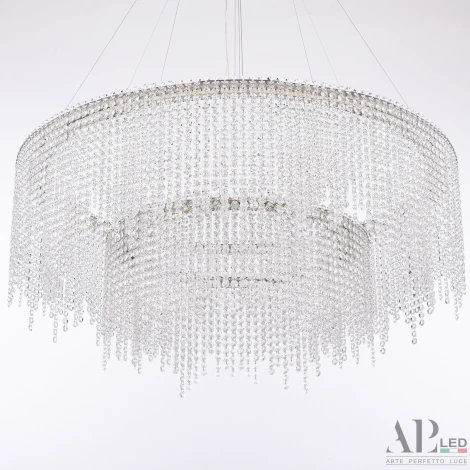 Подвесная люстра светодиодная APL LED Sicilia SH02.93.2D.B.Ni.4000 (220V, хрусталь, на тросе)