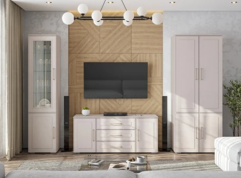 Стенка Woodville Мотру кашемир / шампань комплектация 3 арт.584209