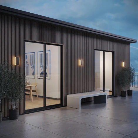 Настенный уличный светильник с переключ. цв. температуры Novotech Strait 359590 черный IP54 LED 10W 220V 3000К\4000К\6000К