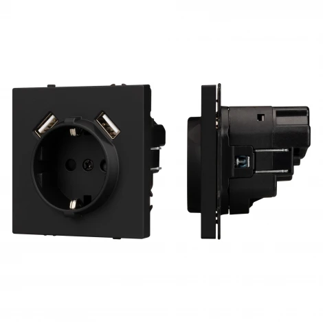 Механизм розетки с USB зарядкой SCT-NOBE-MUAA-SFPL-BK (230V, 16A) (Arlight) 054289