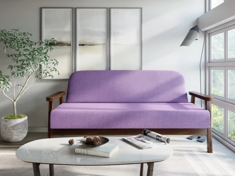 Диван Arsko прямой Флори М орех рогожка фиолетовая