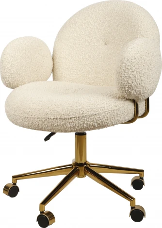 Кресло офисное Клауд-2 DR-1252-A-OF, 65х63х89, ткань букле белый/золотые ноги IST-CASA