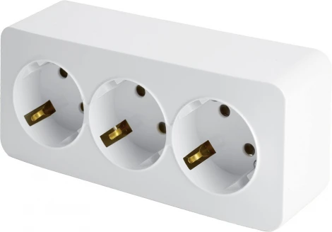 Розетка тройная с заземлением (белый) Stekker София 49306