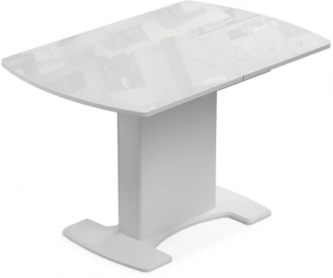 Стол на тумбе Woodville Палмер 120(160)х80х75 белое стекло / белый 490090