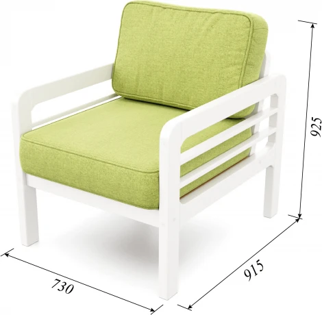 Кресло Arsko Бергер беленый дуб рогожка зеленая