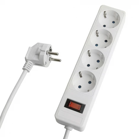 Сетевой фильтр 4-х местный с заземлением 1,8м. (белый) Stekker Optima 50089