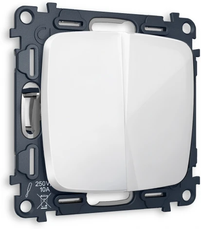 Выключатель двухклавишный (белый глянец) Ambrella Volt QUANT MO103010