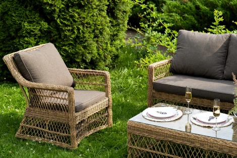 "Гранд Латте" лаунж-зона из искусственного ротанга, цвет соломенный 4SIS арт.УТ-00000564