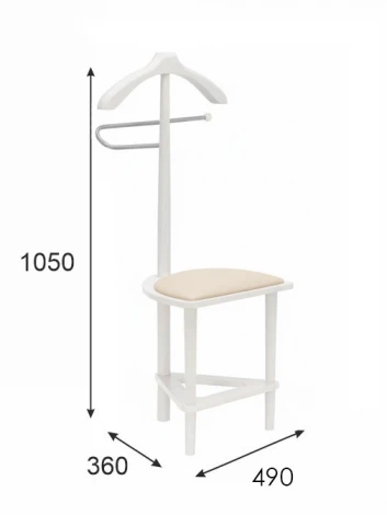*Вешалка костюмная с сиденьем В 26Н белый/экокожа бежевый Mebelik 007820