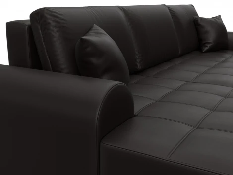 Диван угловой Лига-080 угол левый (ДСП/Пластик/Экокожа/Коричневый) Лига Диванов 134752L