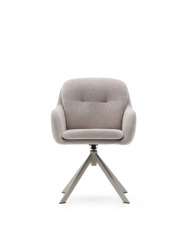 Поворотное кресло Lexa из бежевой синели с бежевыми ножками арт.229369