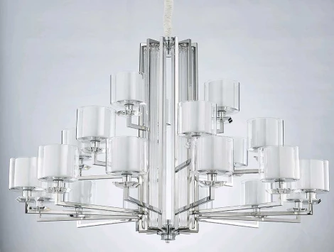 Подвесная большая люстра Newport 4400 4412+6+3/C chrome (220V, на цепи)