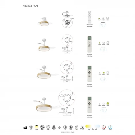 Потолочная светодиодная люстра с вентилятором и пультом Mantra Niseko Fan 9092