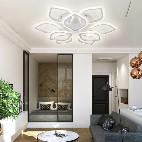 Потолочная люстра светодиодная Natali Kovaltseva Real LED LAMPS 81168 с пультом ДУ, моб. приложением 240W, белый, LED