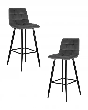 Набор 2 шт стул барный DOBRIN NICOLE (черные матовые ножки, темно-серый велюр (108-91))