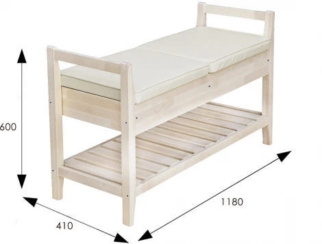 Скамья для прихожей Н с ящиком, экокожа крем, каркас лак от фабрики Mebelik