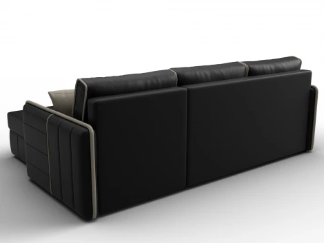 Диван угловой Лига-078 угол универсальный (ДСП/Пластик/Экокожа/Черный,Бежевый) Лига Диванов 130984