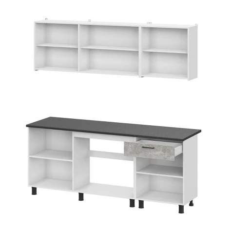 Готовая кухня Арника 2.0 м КГ 9, Цемент темный, Цемент светлый