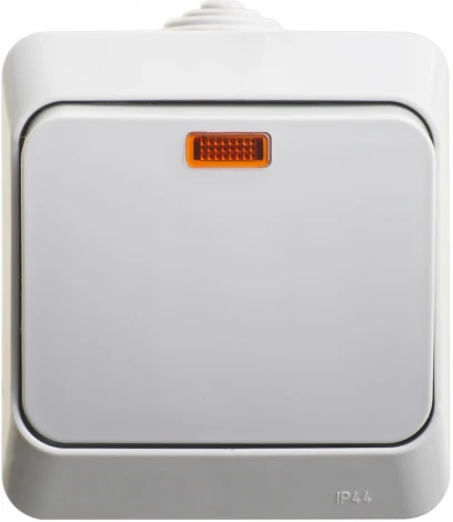 Выключатель накладной одноклавишный с подсветкой (серый) IP44 Systeme Electric BA10-045C