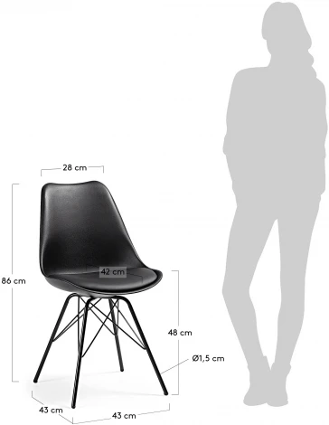 Обеденный стул La Forma (ex Julia Grup) Ralf (Черный/ Сталь,Пластик,Пена,Полипропилен)
