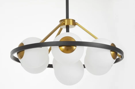 Потолочная люстра на штанге Lumina Deco Donzano LDP 8034-7 BK+WT (220V, шарики)