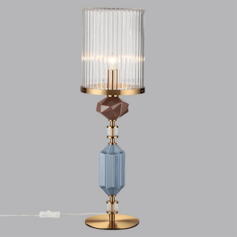 Настольная лампа с выключателем Odeon Light Terra 5414/1T античная бронза/коричневый/синий/металл/керамика E14 1*40W