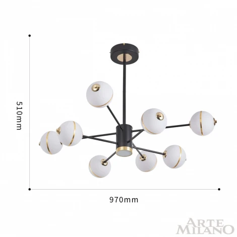Потолочная люстра на штанге Arte Milano 272069/8 BK (LED, 220V, шарики)