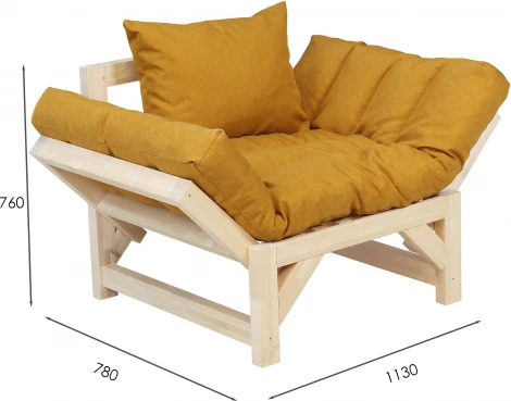 Кресло Бинго ткань savana plus yellow, каркас лак Mebelik арт.009292