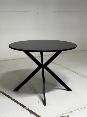 Стол ВЕГА D100 Черный, стекло/ черный каркас М-City