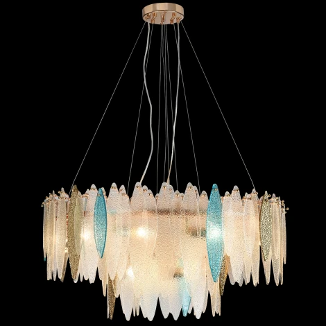 Подвесная люстра Natali Kovaltseva Triada 91002/15C GOLD (220V, на тросе, круглые)