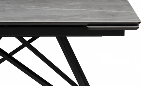 Керамический стол Notta Вилсон 160(220)х89 серый мрамор larka grey / черный арт.612183