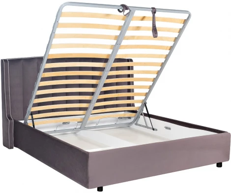 Кровать Garda Decor ODRY1К-180M-Vel19+Vel09 (Черный/Лиловый)